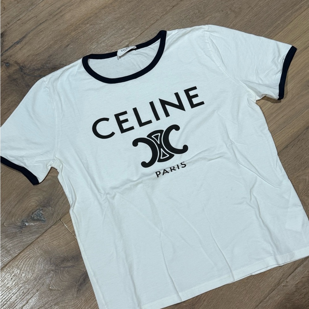 Authentic Celine Cotton Logo T Shirt